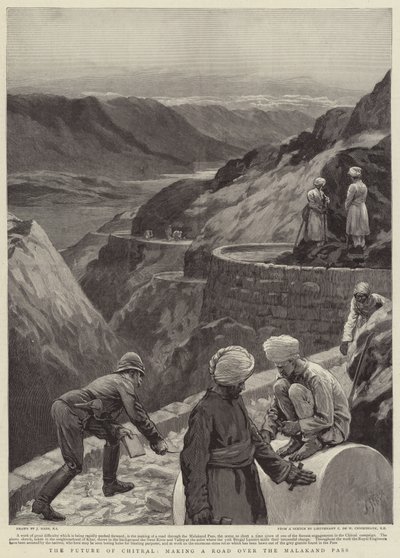 The Future of Chitral, making a Road over the Malakand Pass by Joseph Nash